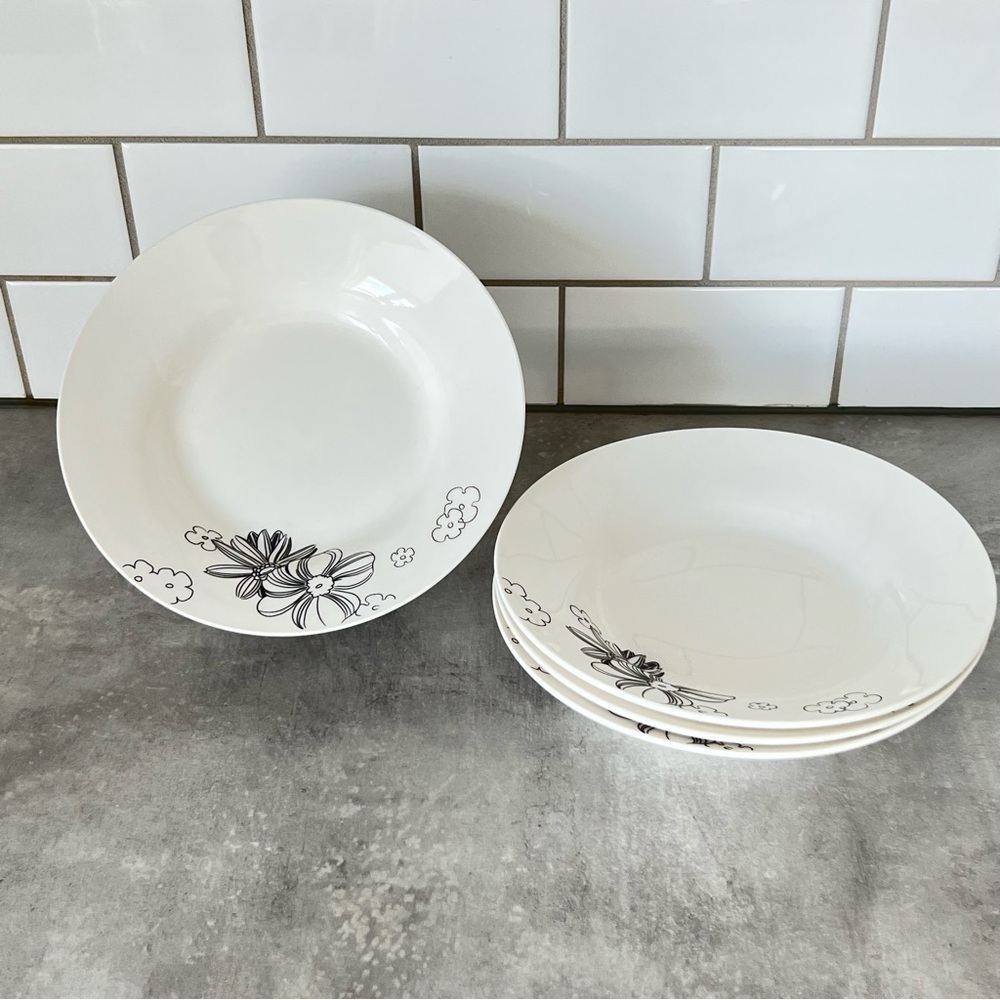 Urban Barn Set of 4 Porcelain Floral Dining Plates